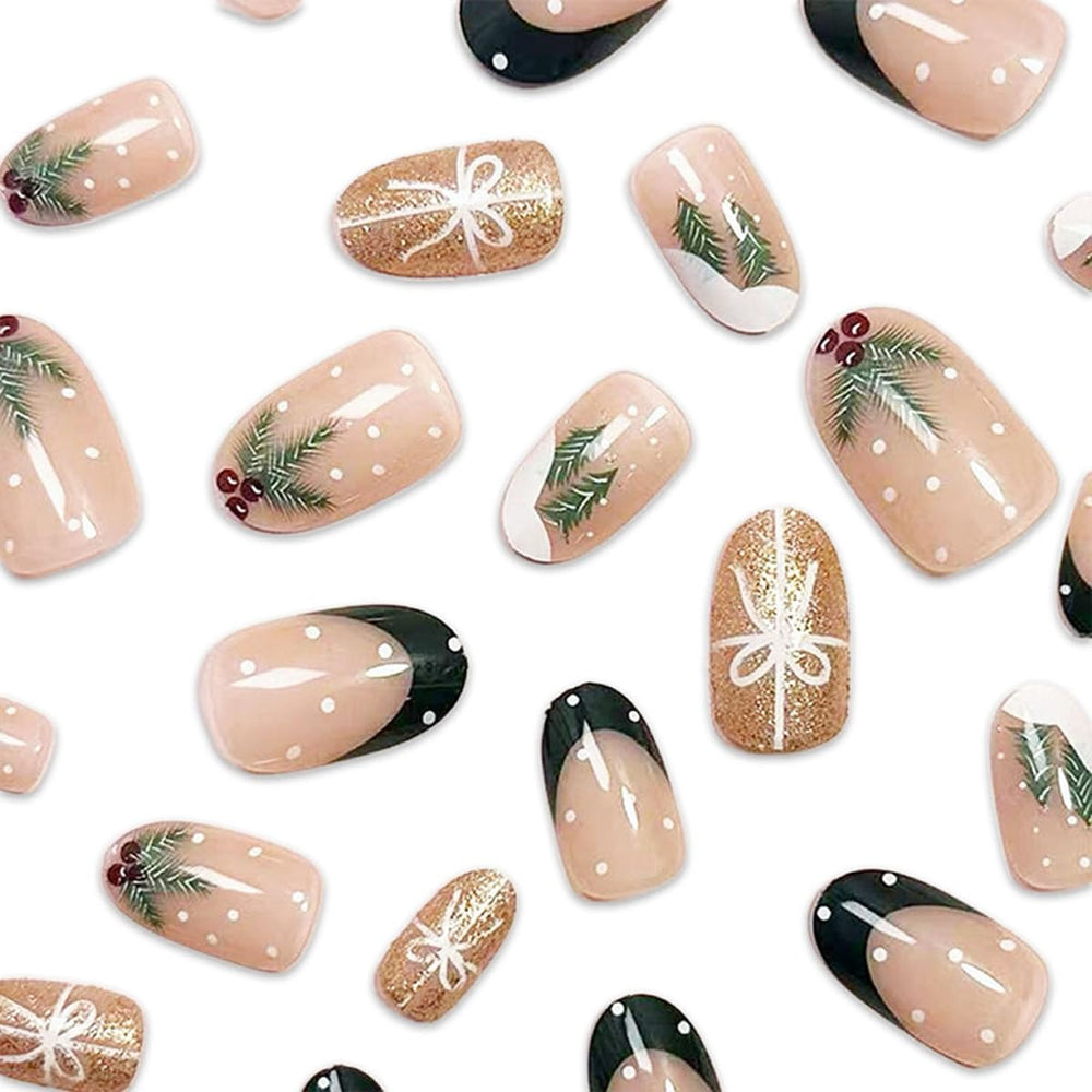 KASOICRA Christmas press-on nails with French tip for quick winter styling