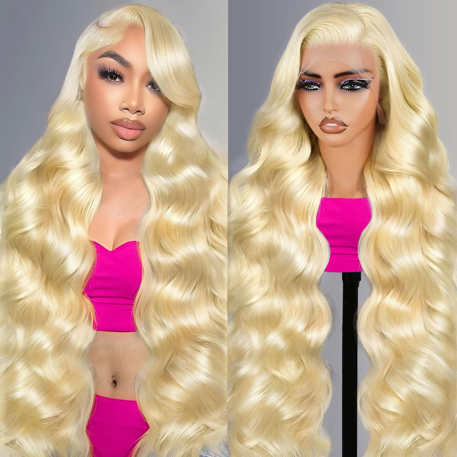 Kassamo 613 lace front wig 30inch front view shows natural parting and full density
