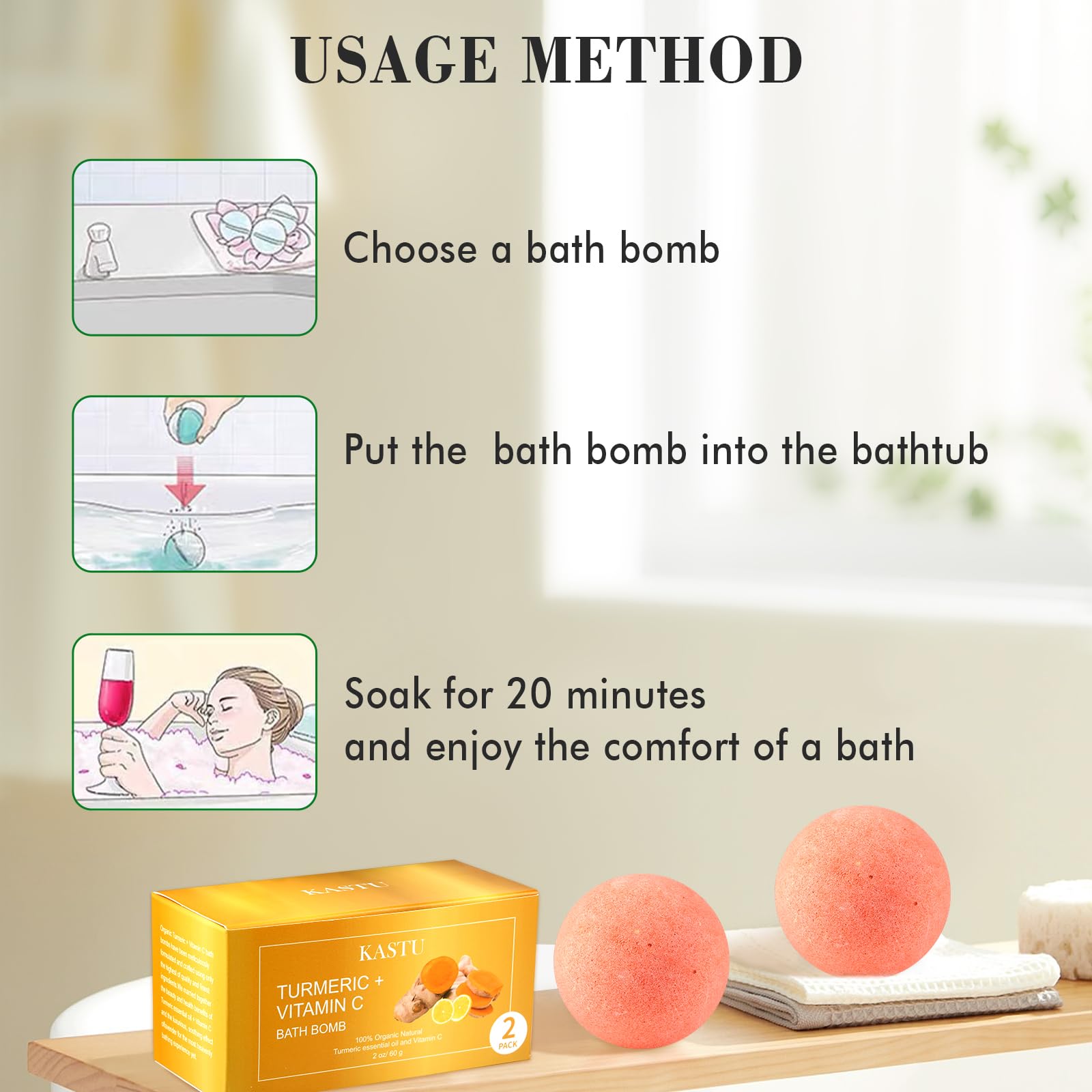 Kastu bath bombs lemon vitamin C essential oils offer a refreshing aroma and mood lift.