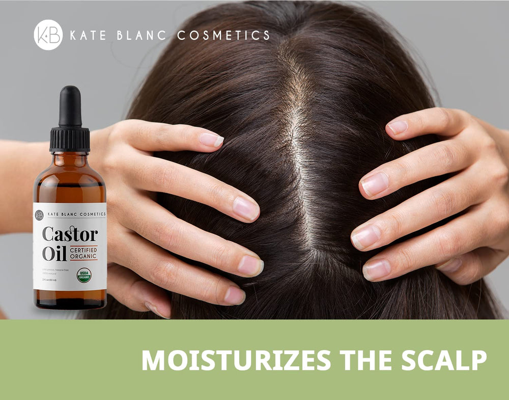 Kate Blanc Cosmetics label close-up showing USDA organic and purity testing assurance