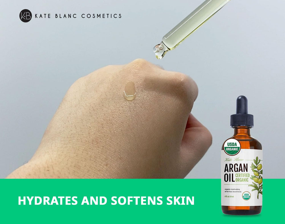 Kate Blanc Cosmetics argan oil for dry skin moisture in winter.