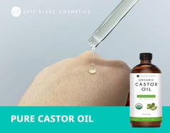 Kate Blanc Cosmetics castor oil pour close-up for skin and scalp conditioning.