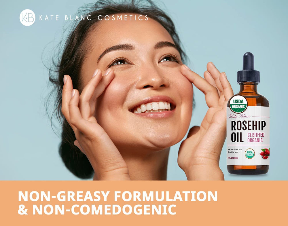 Kate Blanc Cosmetics Rosehip Oil preps skin for dermaplaning with smoothness after cleansing