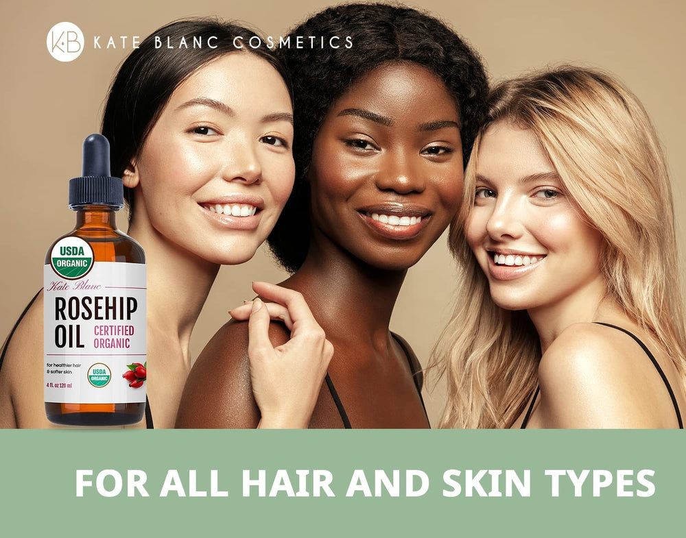 Kate Blanc Cosmetics Rosehip Oil hydrates while supporting elasticity for a healthy glow