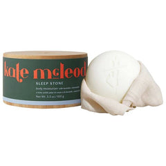 Kate McLeod Sleep Stone solid moisturizer kit packaging highlighting sustainable luxury and convenient solid format
