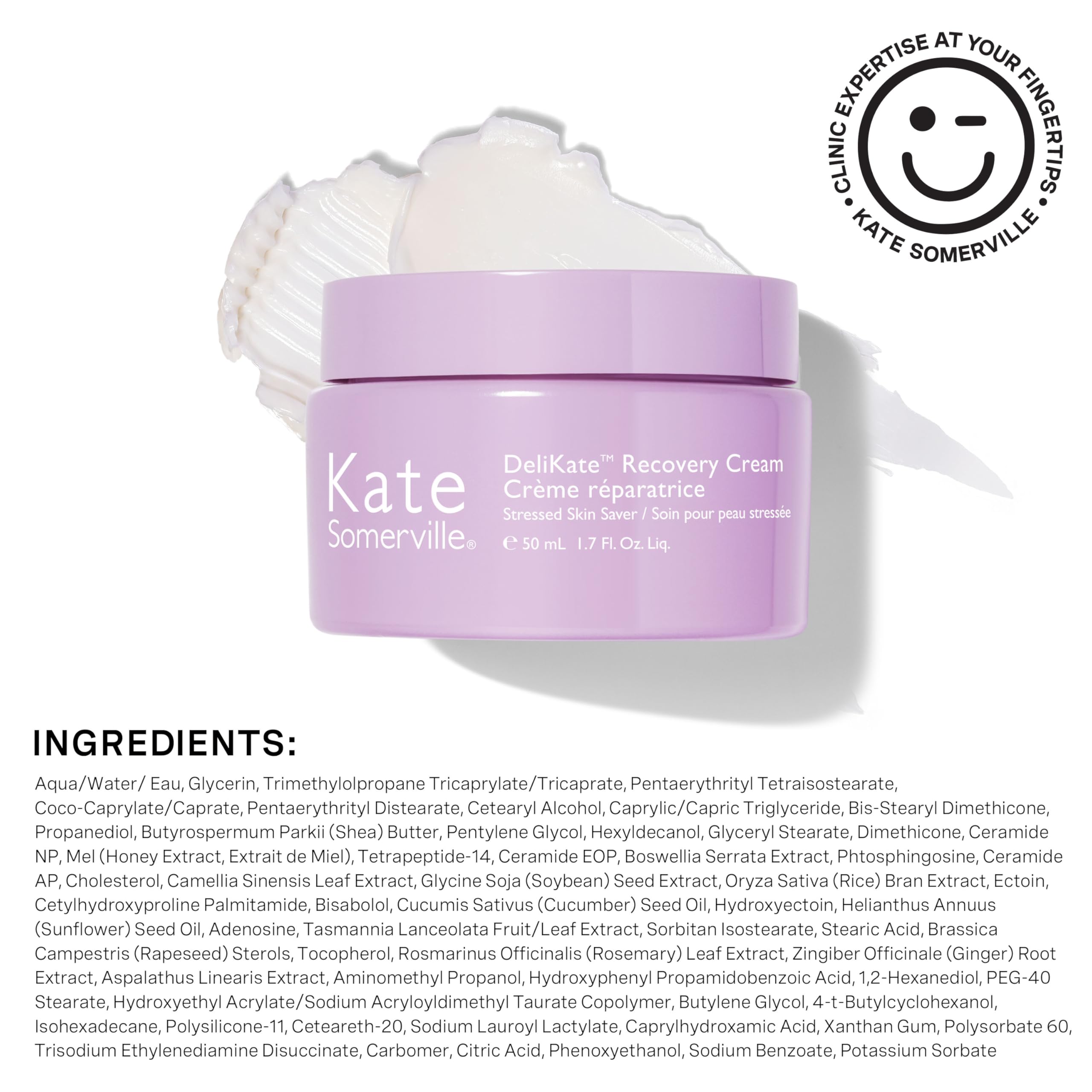 Close-up of skin after using Kate Somerville DeliKate Recovery Cream showing redness relief