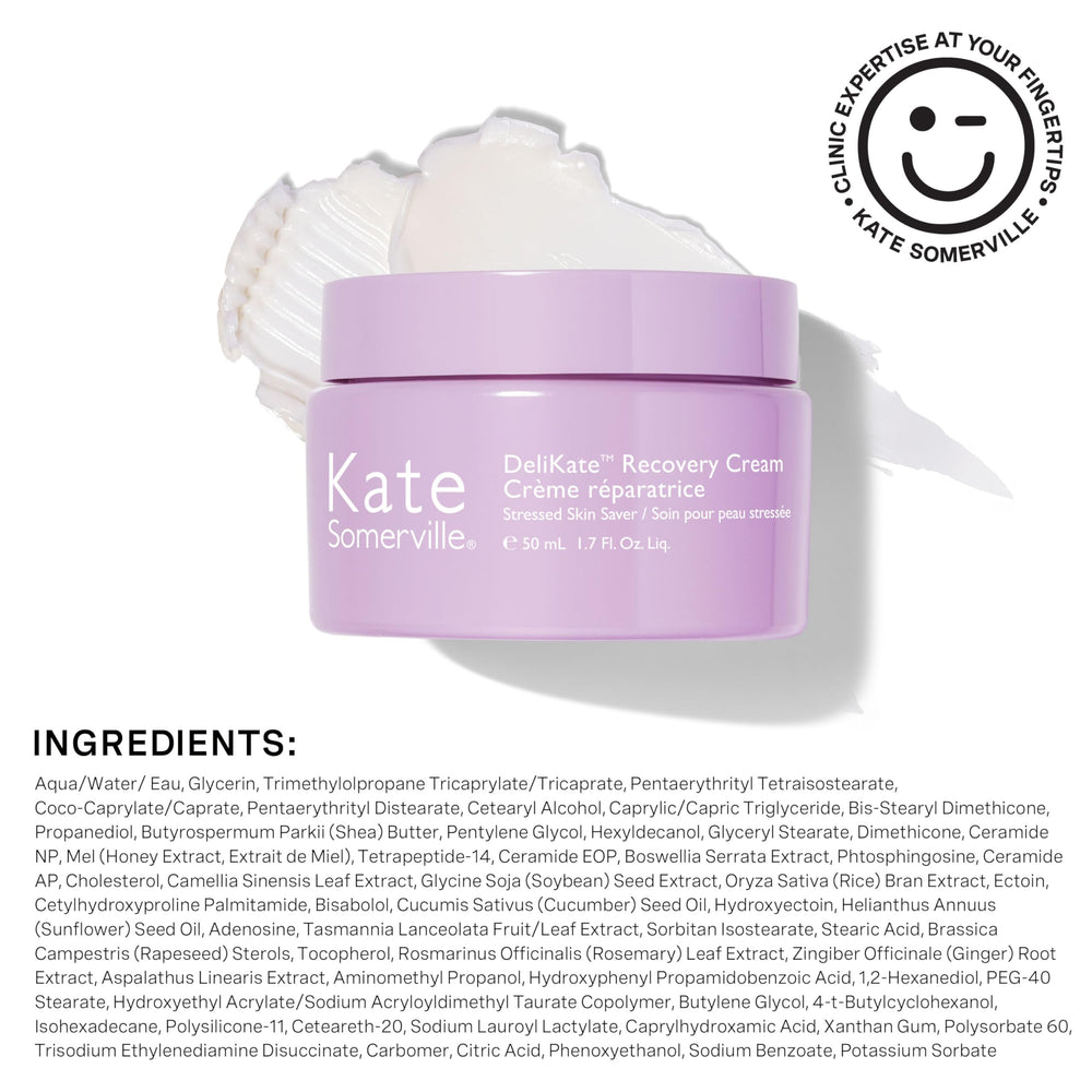 Close-up of skin after using Kate Somerville DeliKate Recovery Cream showing redness relief