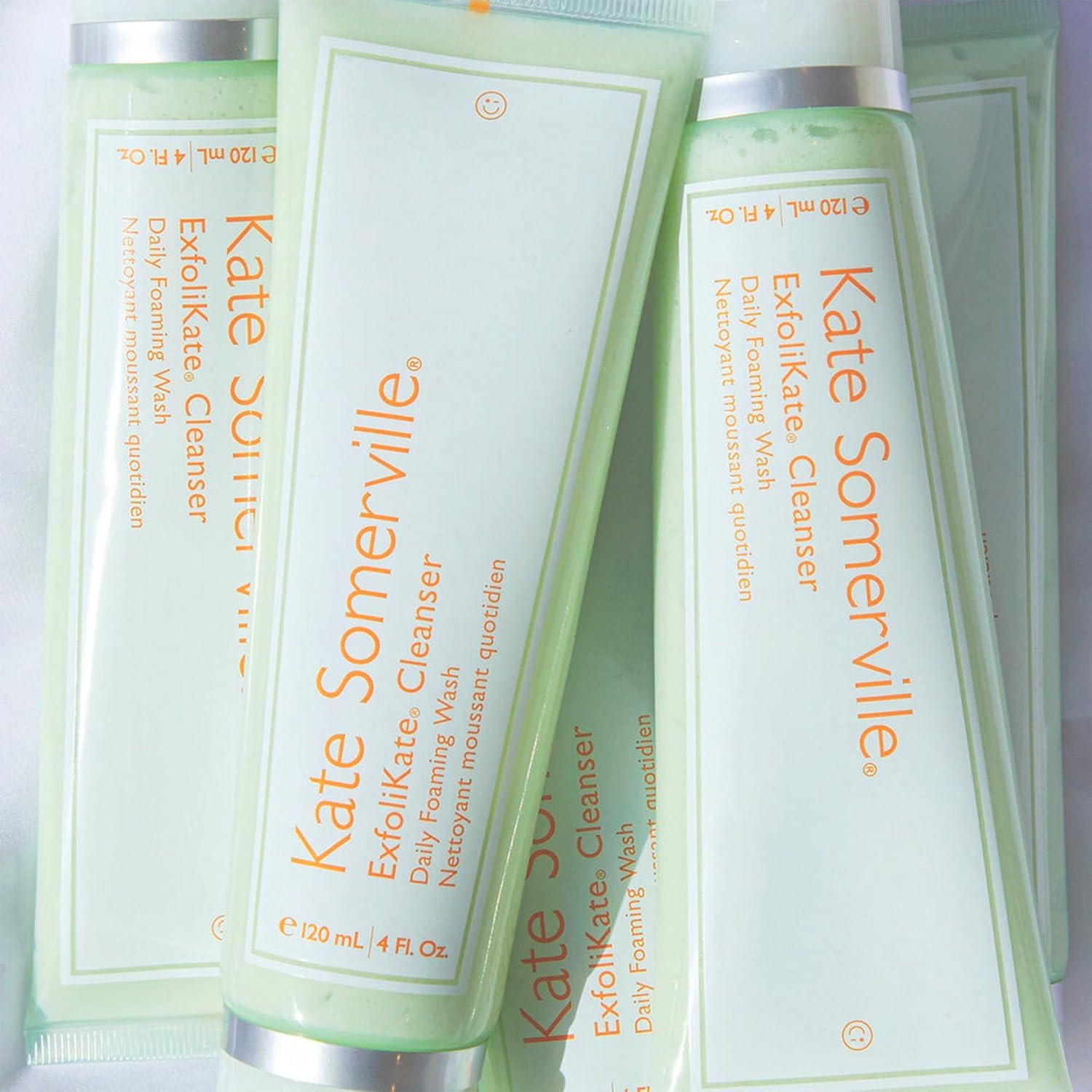 Kate Somerville Exfolikate Cleanser application showing massage and cleanse steps.