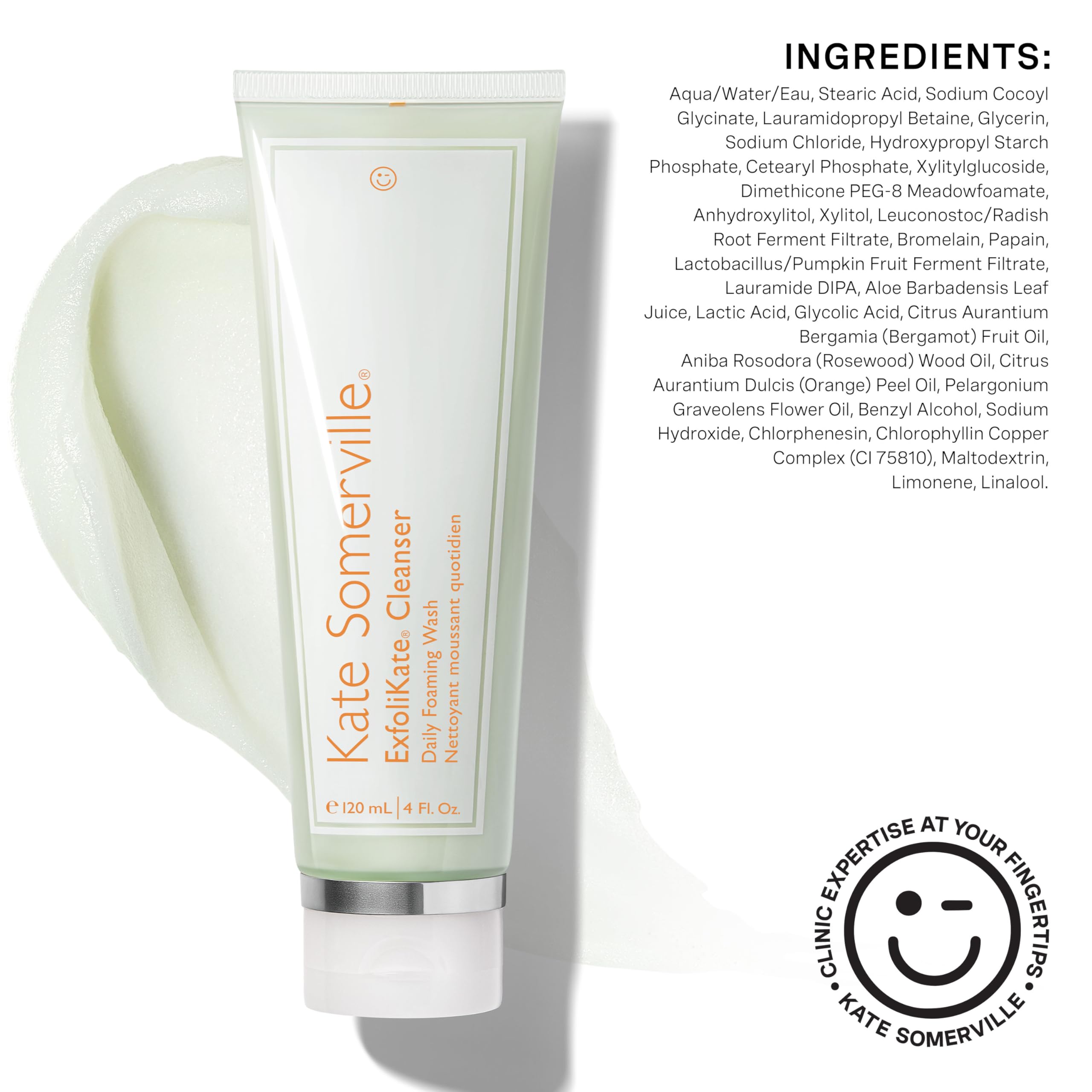 Porcelain sink with Kate Somerville Exfolikate Cleanser in use during morning routine.