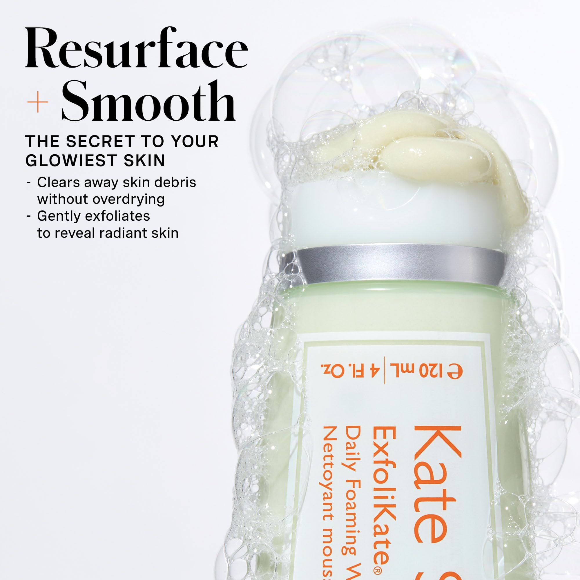 Kate Somerville ExfoliKate Cleanser pump bottle highlight glycolic and lactic acids