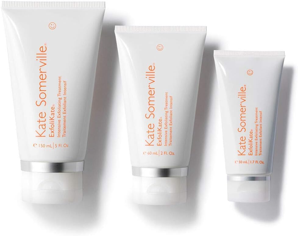 Kate Somerville Exfolikate clinic to home concept on countertop.