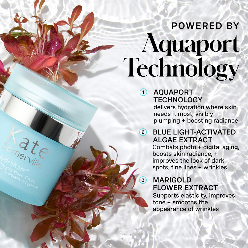 Kate Somerville HydraKate texture swirl on skin suggests revitalized hydration.