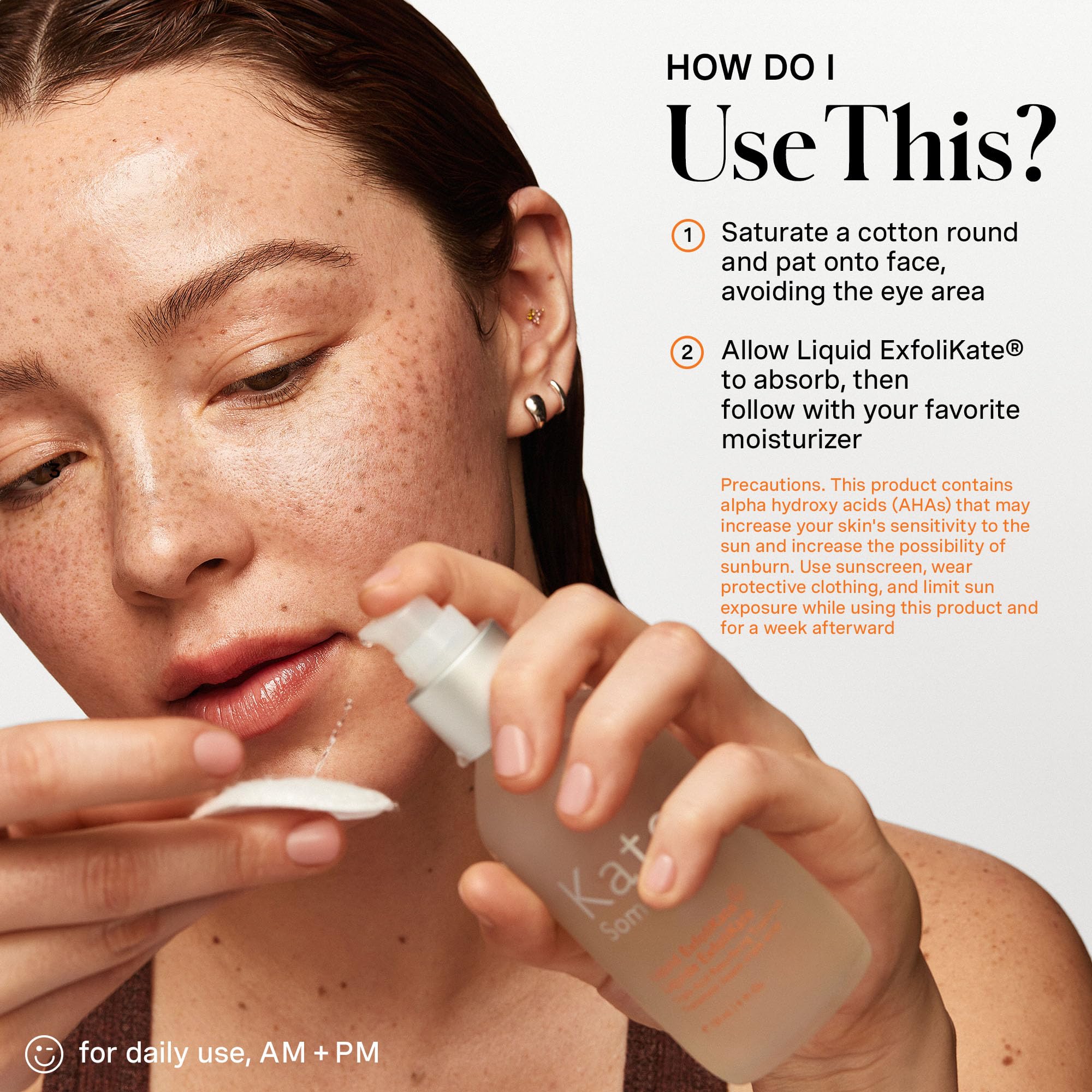 Liquid ExfoliKate tube packaging shown for at-home resurfacing treatment.