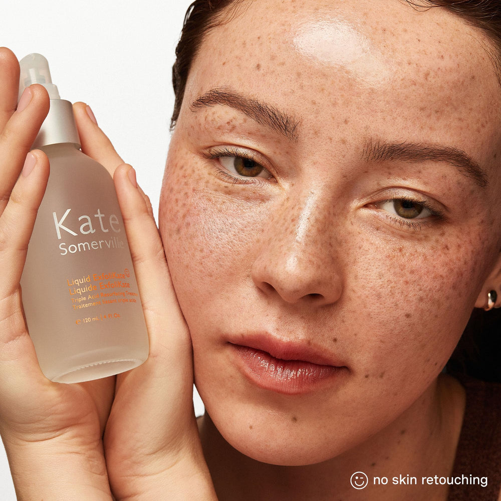 Unboxing Kate Somerville Liquid ExfoliKate in a clinic-to-home package.