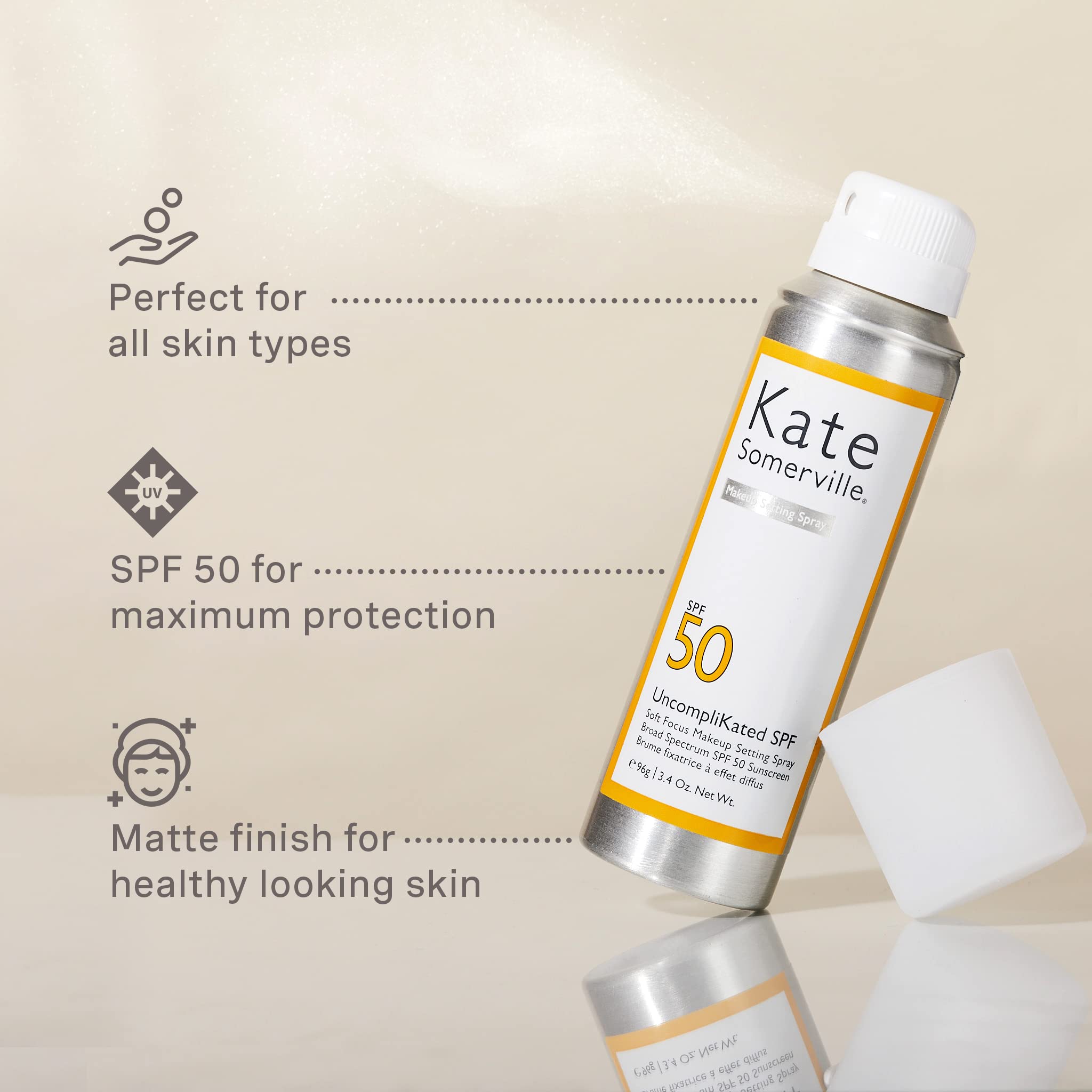 Kate Somerville UncompliKated SPF 50 matte finish applied to prepared makeup.