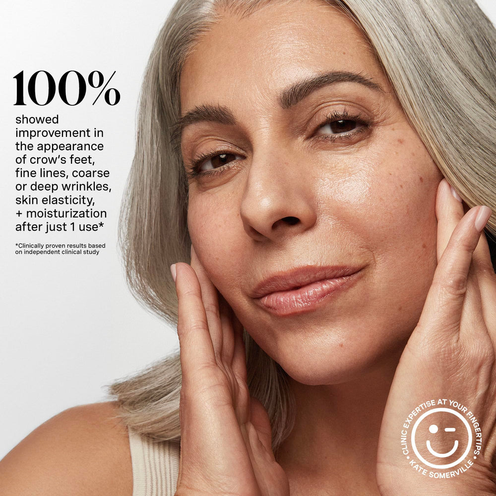 Kate Somerville Wrinkle Warrior amino acids and glucosamine scene suggests firming benefits.