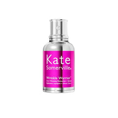 Kate Somerville Wrinkle Warrior jar closeup highlights creamy texture for smoothing fine lines.