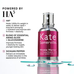 Kate Somerville Wrinkle Warrior serum swirl demonstrates lightweight, fast-absorbing consistency for prep.