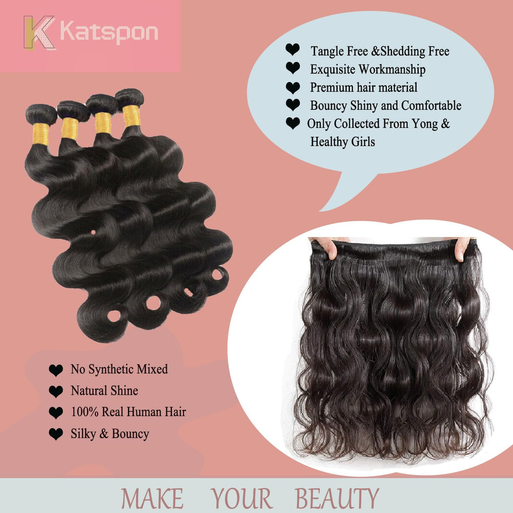Katspon 12A body wave 20-inch bundle for mid-length fullness and easy manageability
