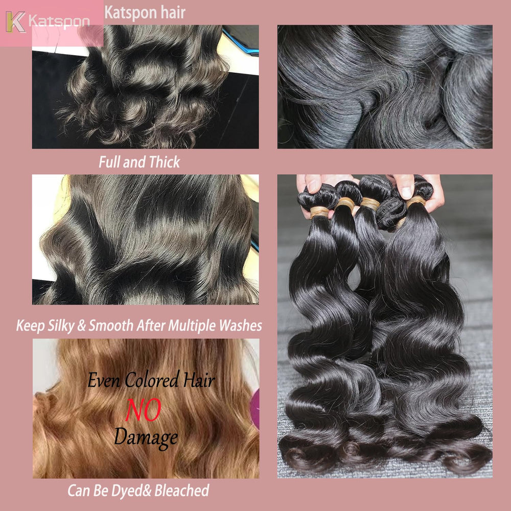 Katspon 12A body wave 24-inch bundle for cascading length and noticeable bounce