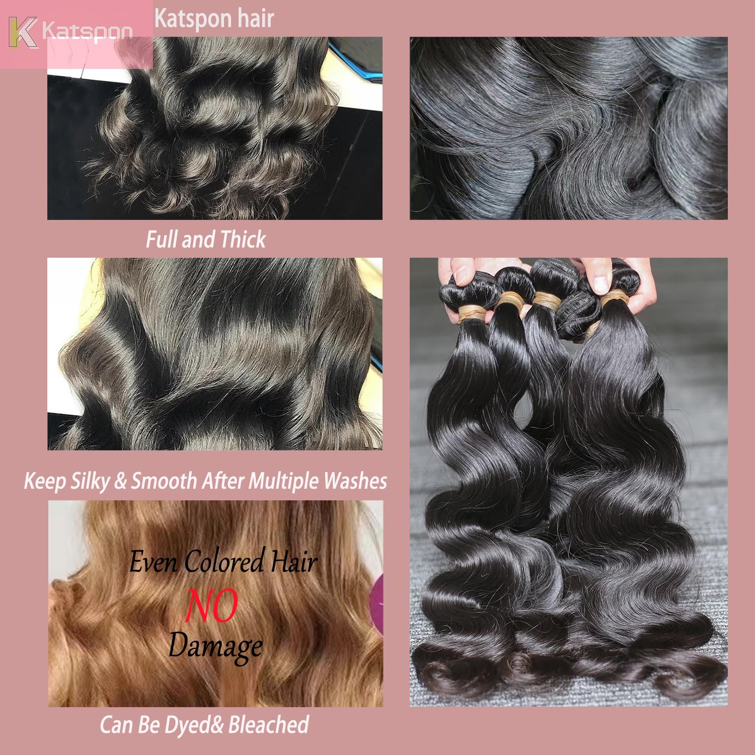 Katspon 12A body wave 24-inch bundle for cascading length and noticeable bounce