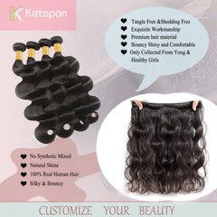 Katspon 12A body wave bundles 22 inch weft detail for smooth, tangle-free styling.