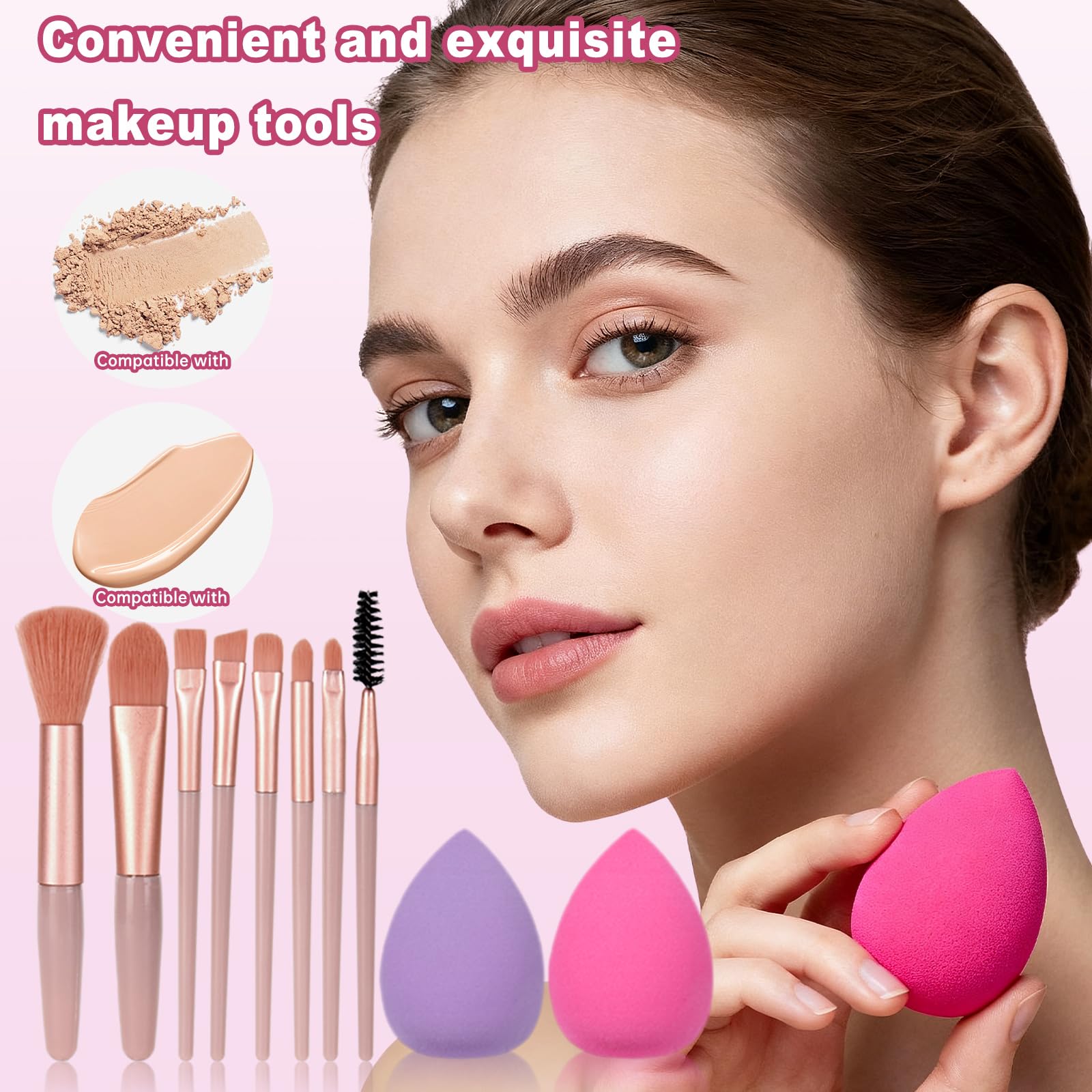 KAVCENT makeup brush and sponge duo for blending and precision.