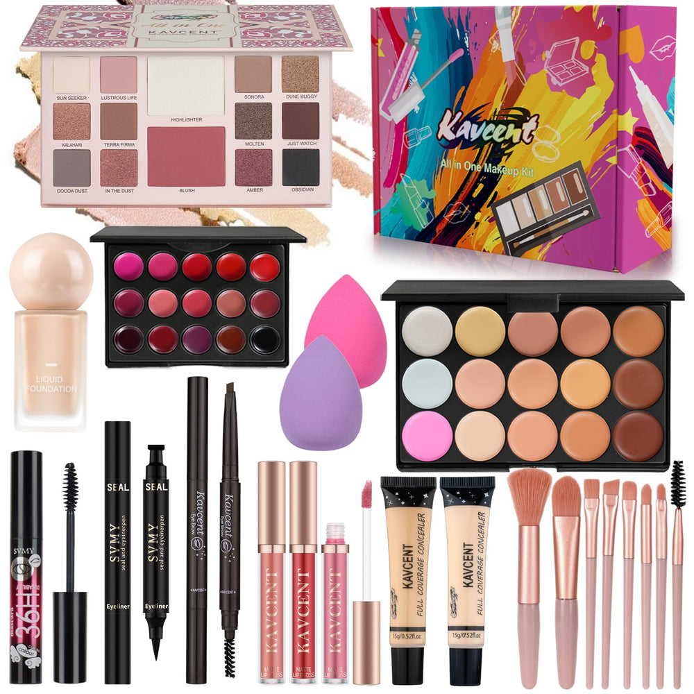 KAVCENT makeup kit full collection displayed in a compact case for versatile looks