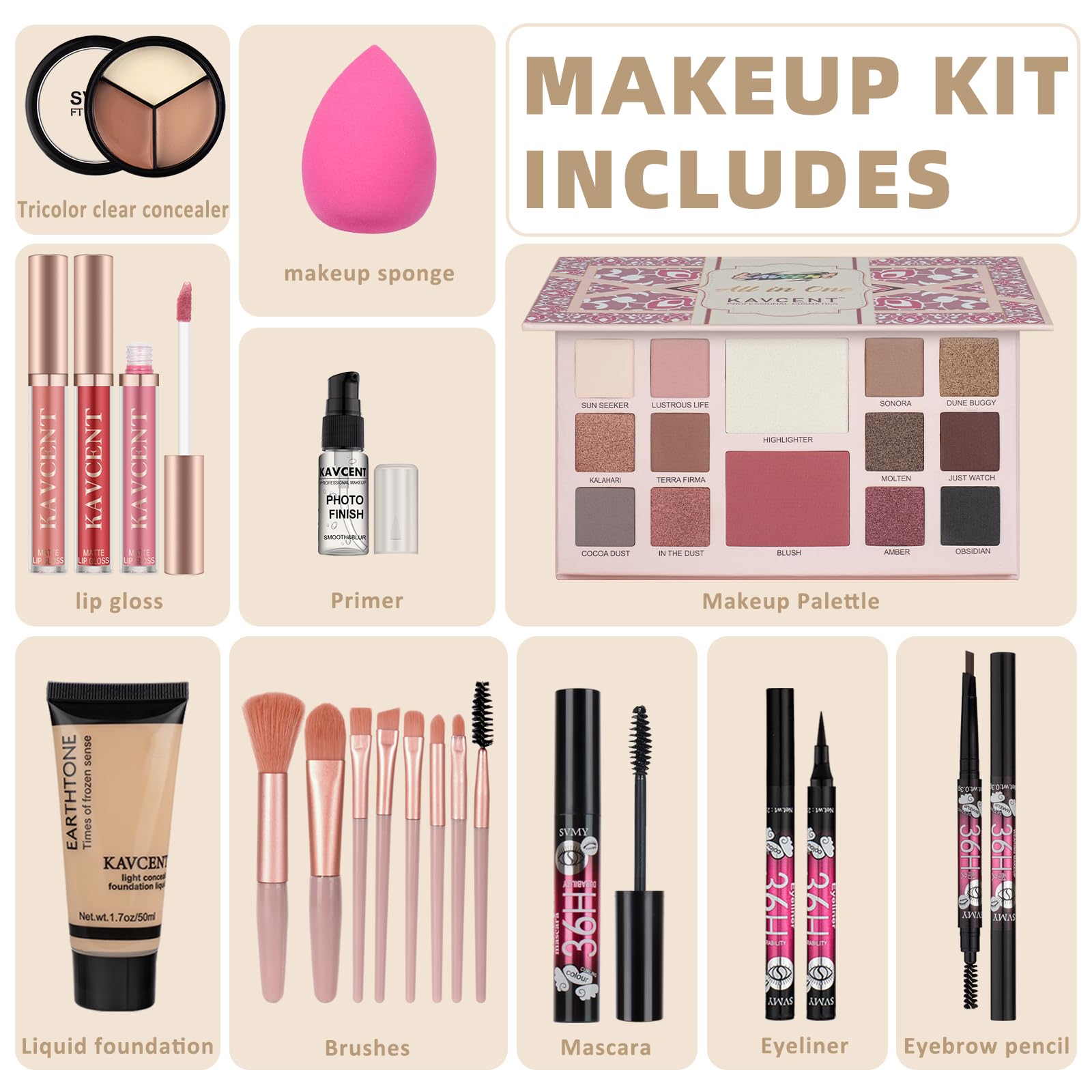 KAVCENT makeup set teens lip gloss provides shine and moisture for smooth lips