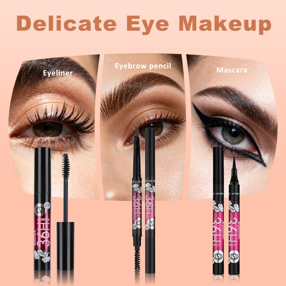 KAVCENT mascara and eyeliner set provides defined lashes and sharp lines for any look