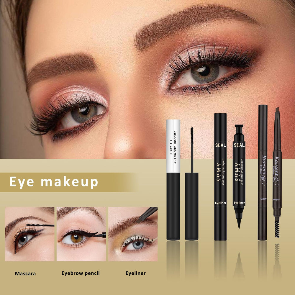 KAVCENT makeup brushes set arranged with powder puff for precise blending