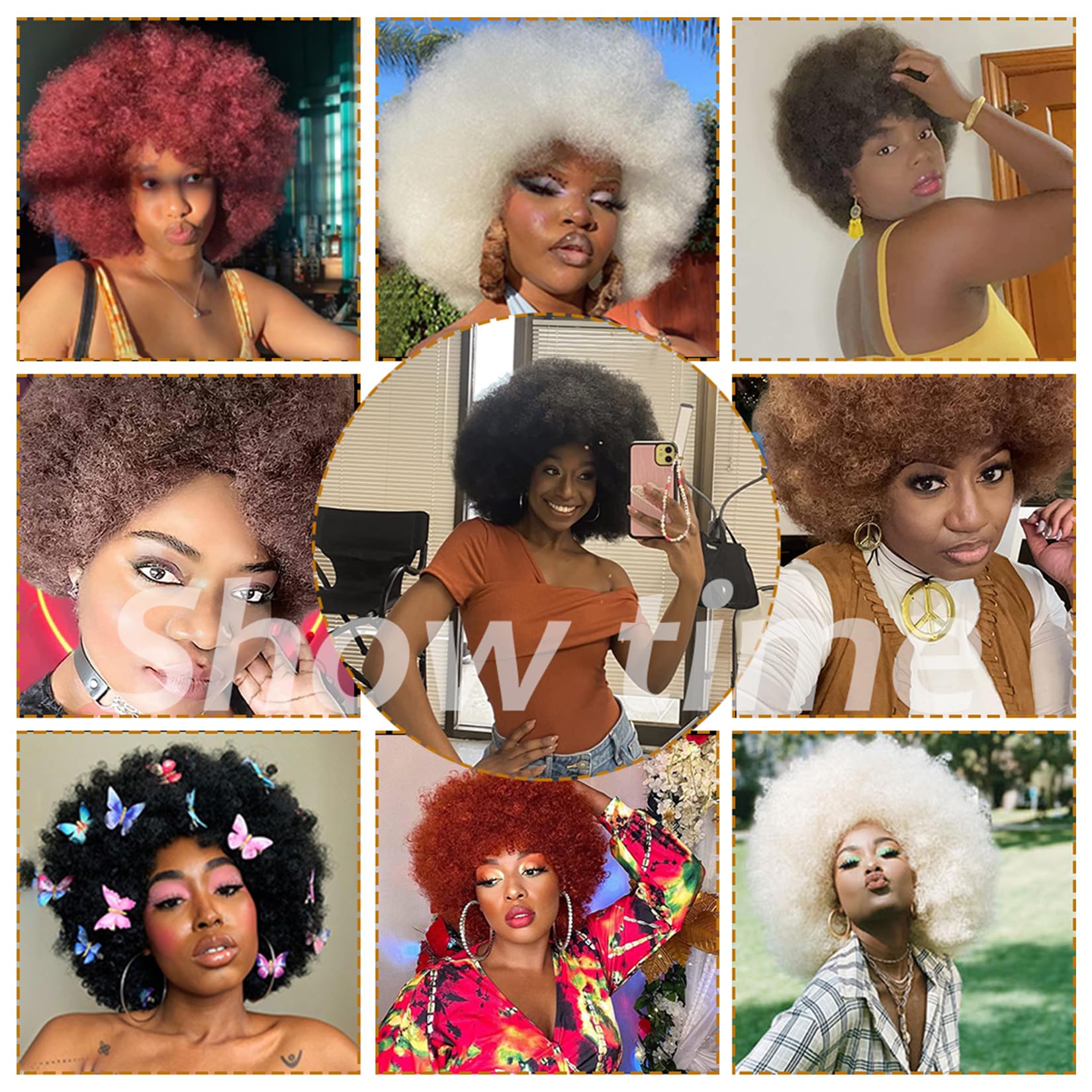Kavsni Afro Curly Wig with heat-resistant fiber demonstrates durable styling for long events.