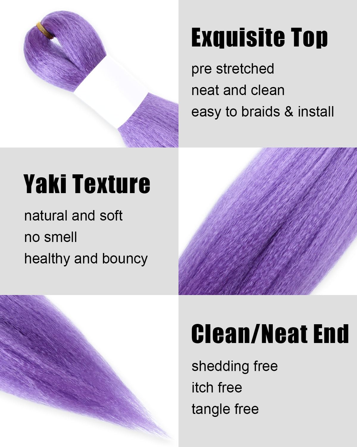 KAVSORAPI pre-stretched braiding hair highlights quick install and tidy strands.