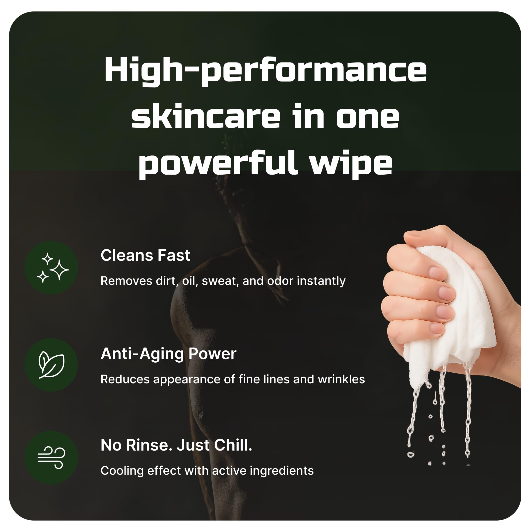 Kawala mens face wipes texture close-up shows soft cloth for gentle cleansing