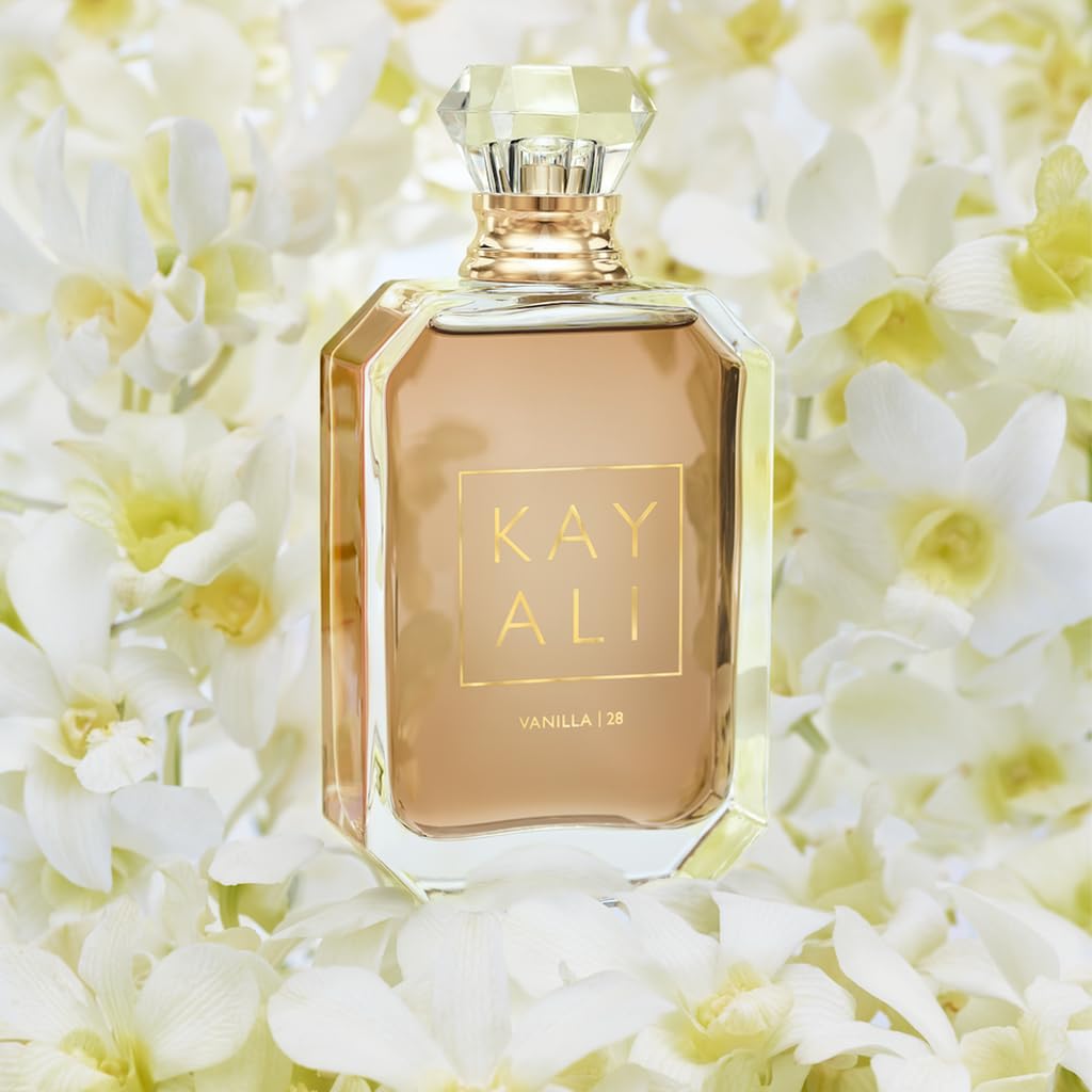 Kayali Vanilla 28 bottle front view shows premium fragrance for everyday wear.
