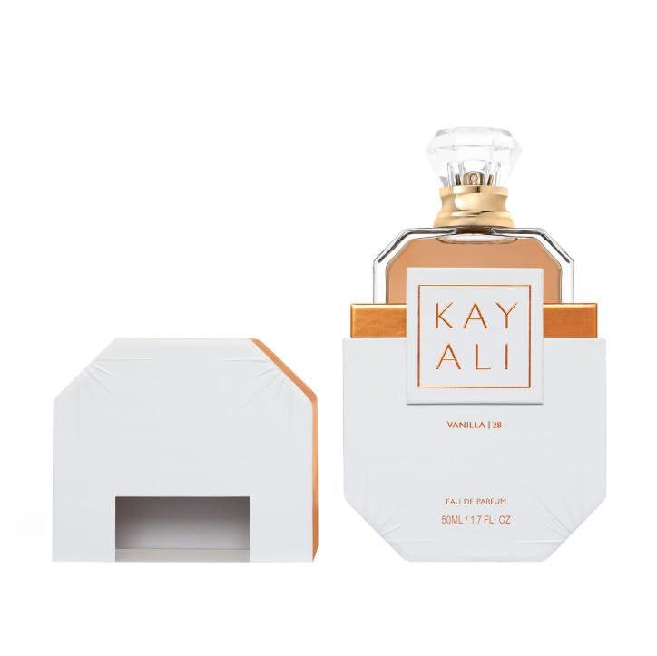 Kayali Vanilla 28 travel-size bottle indicates portable option for on-the-go scent.