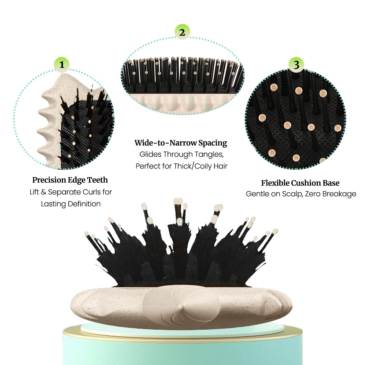 Kazunark compact detangling brush, 7.1 inches, fits in purses for on-the-go styling.