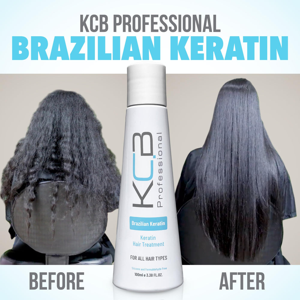 KCB Professional keratin kit bottle highlights the protein-rich formula for smooth hair.
