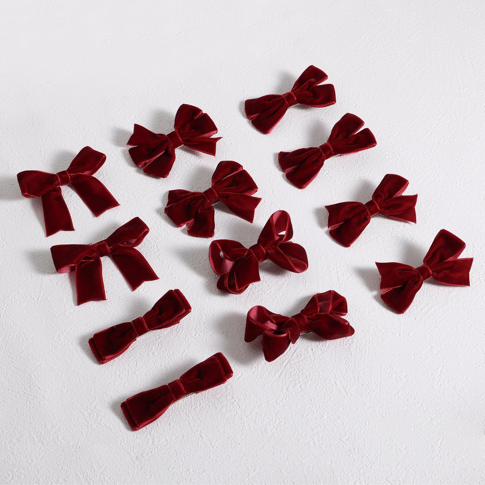 KCHIES velvet bow clip close-up—lined non-slip clip for secure wear.