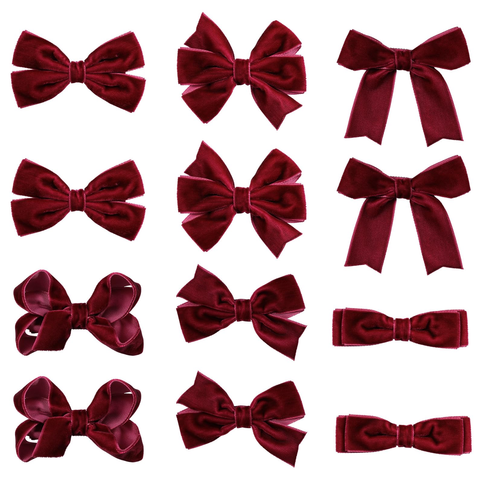 KCHIES dark red velvet bows pack cover—12-piece set for versatile outfits.