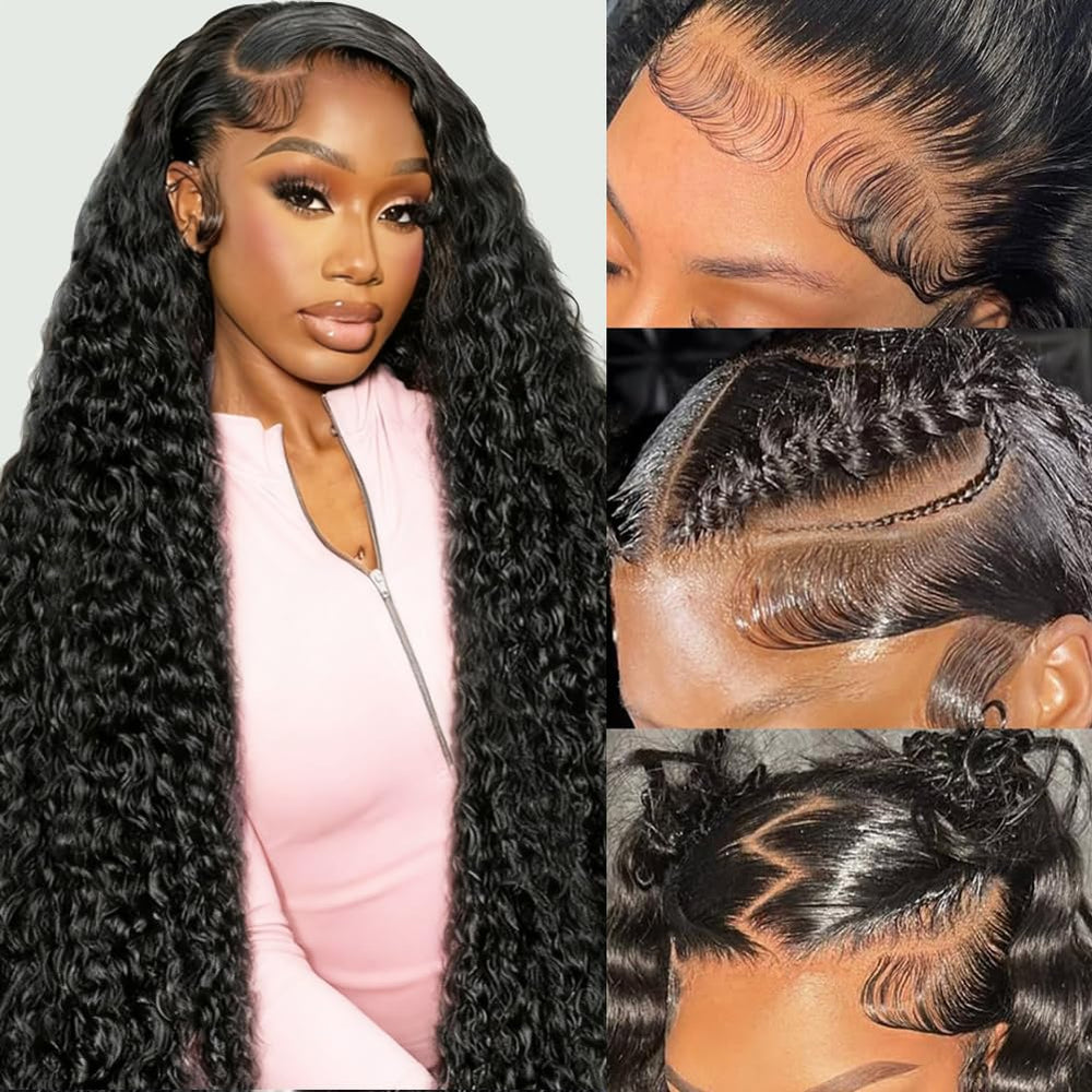 Kdmidun deep-wave lace-front wig 28 inch offers natural movement for daily wear.