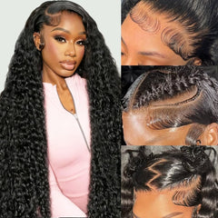 Kdmidun deep-wave lace-front wig 28 inch offers natural movement for daily wear.