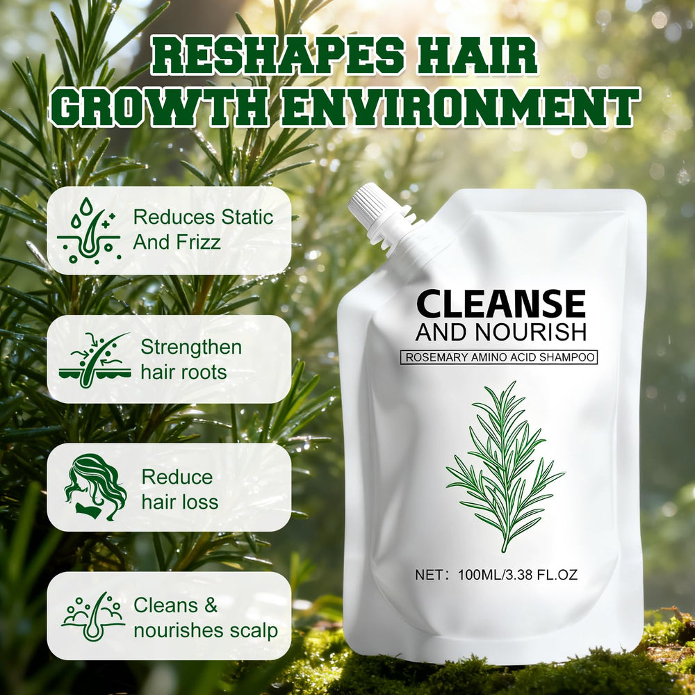 KEBEGE Rosemary Amino Acid Shampoo ingredients label highlights organic rosemary and amino acids for gentle cleansing.