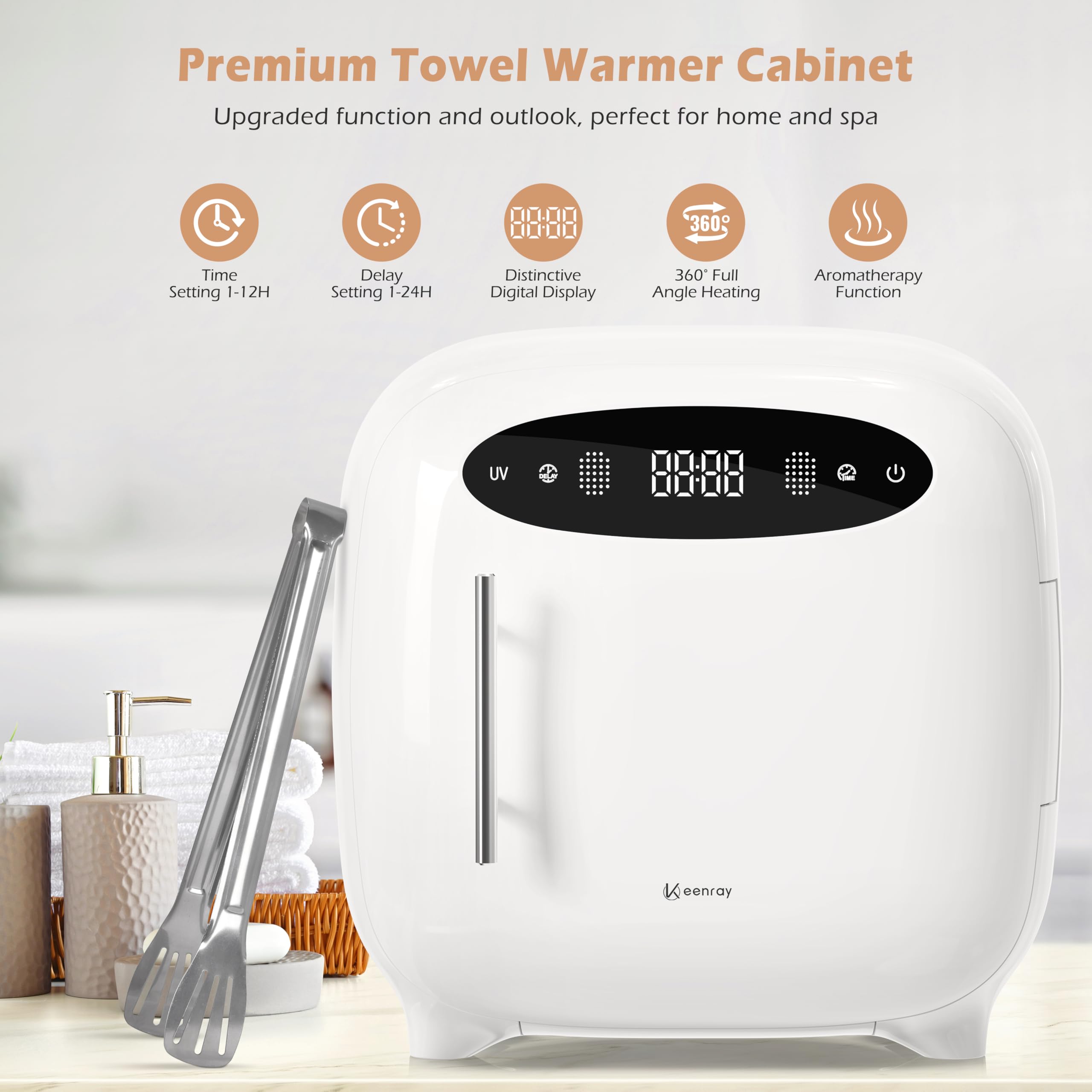 Keenray towel warmer with digital display for easy timer control