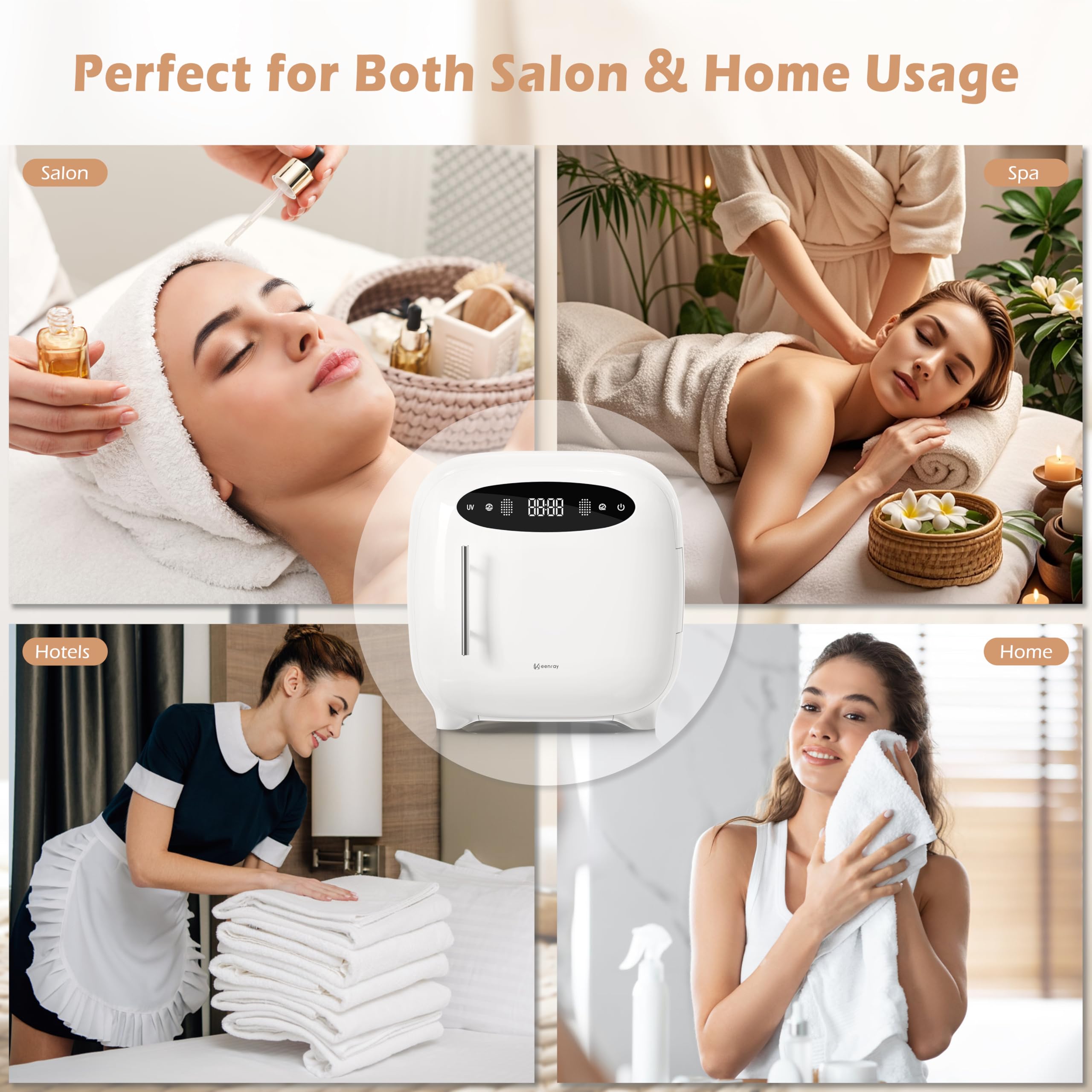 Keenray towel warmer in a spa setting for professional use