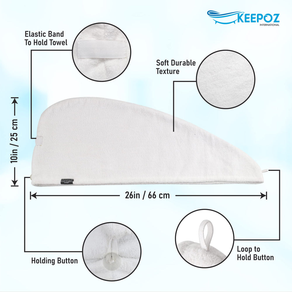 Keepoz button-loop fastening secures hair gently for secure, comfortable wear.