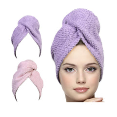 KEEPOZ hair towel wrap lilac pink check keeps hair contained for hands-free use.