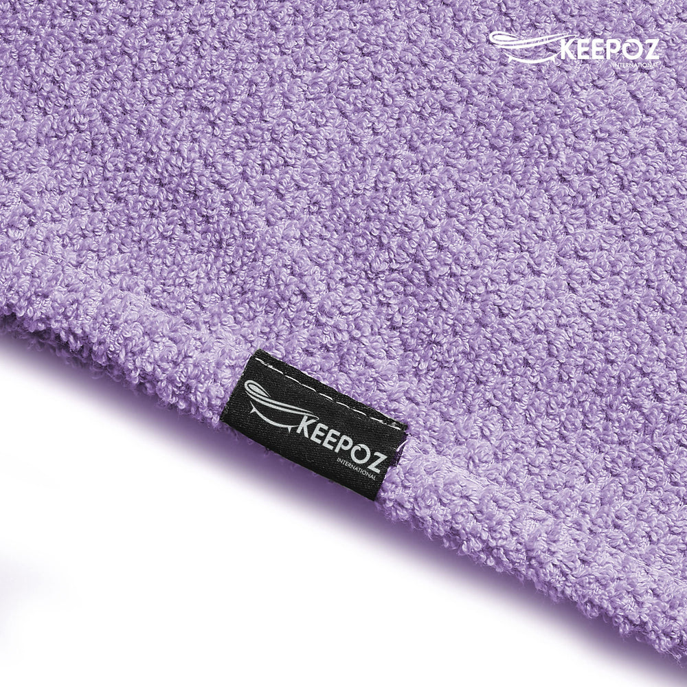 KEEPOZ hair wrap on head to dry hands-free.