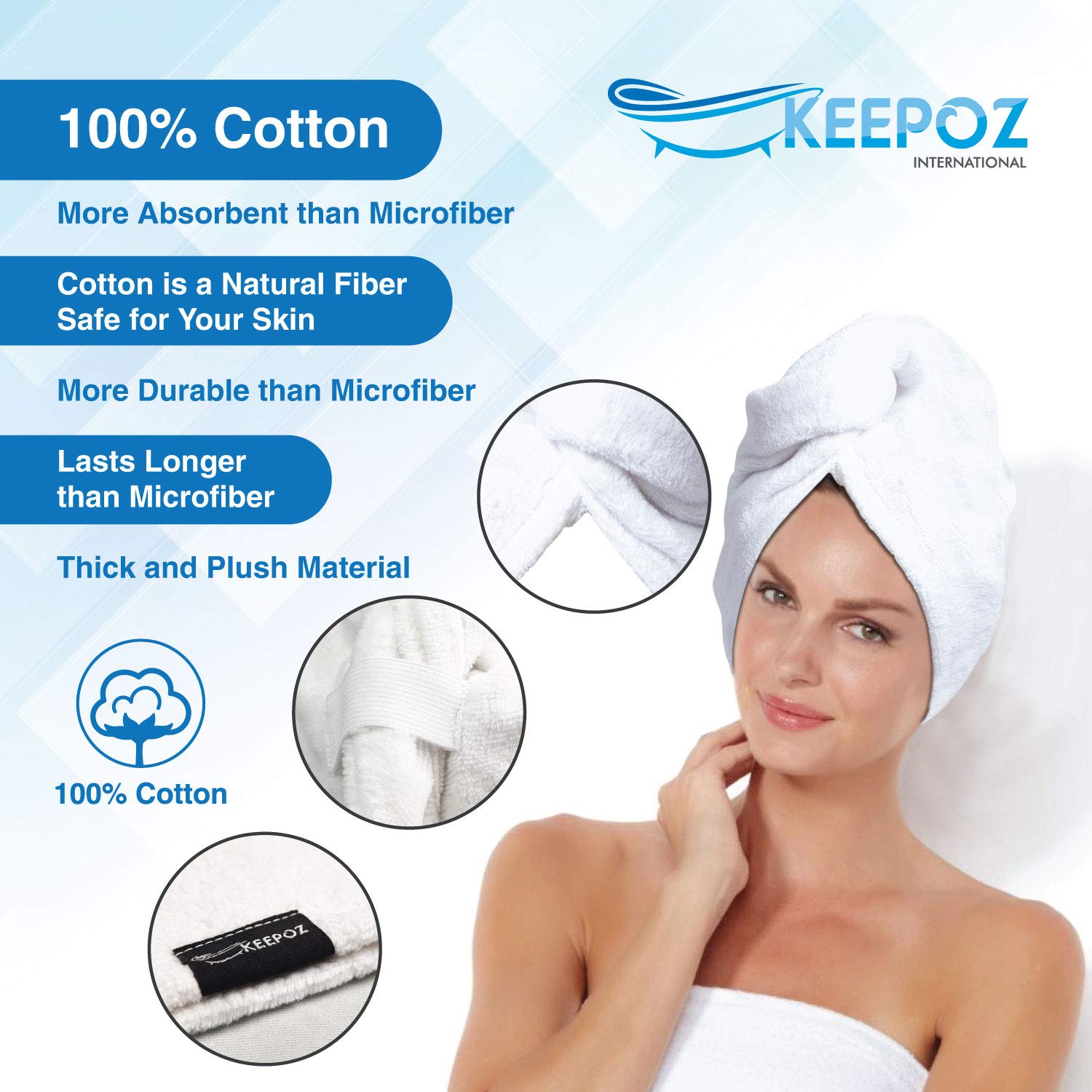 Keepoz long-hair fit illustrates generous 10x26 inch size for thick curls.
