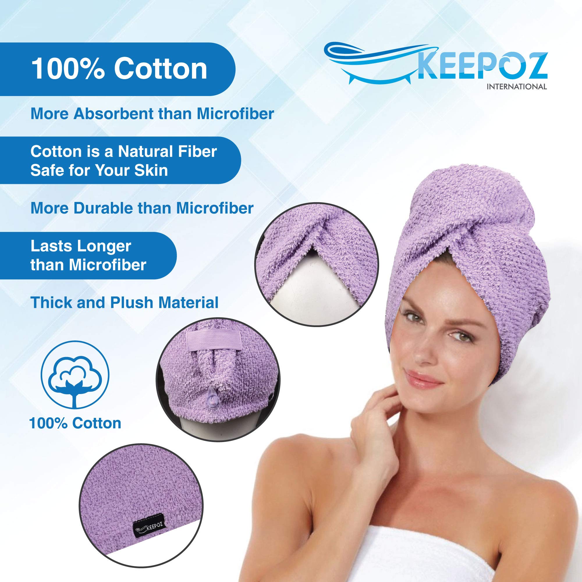 KEEPOZ machine washable cotton towel for easy care.